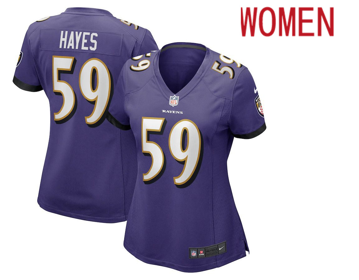 Women Baltimore Ravens #59 Daelin Hayes Nike Purple Game NFL Jersey->women nfl jersey->Women Jersey